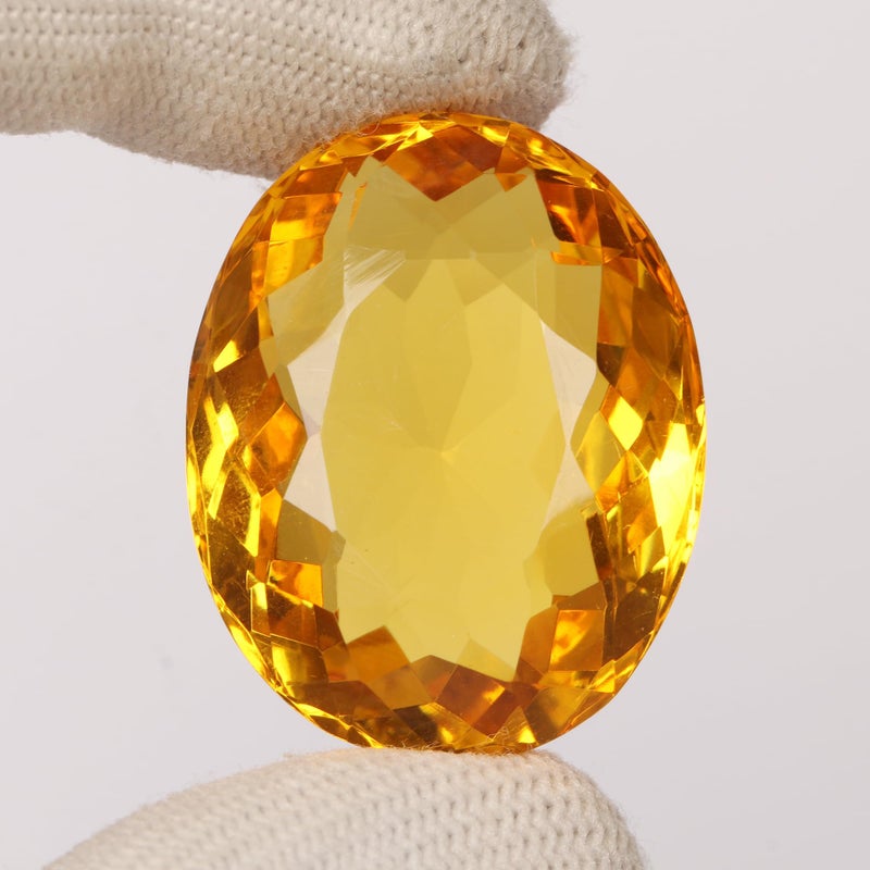 REAL-GEMS Loose Gemstones Translucent Brazilian Yellow Citrine 52.00 Carat Finest Oval Cut Yellow Citrine Loose Gemstone For Jewelry Making - Image 2
